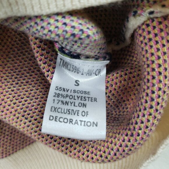 THML Flower Power Retro Sweater Womens Small Cream Colorful Long Sleeve Knit - Picture 8 of 10